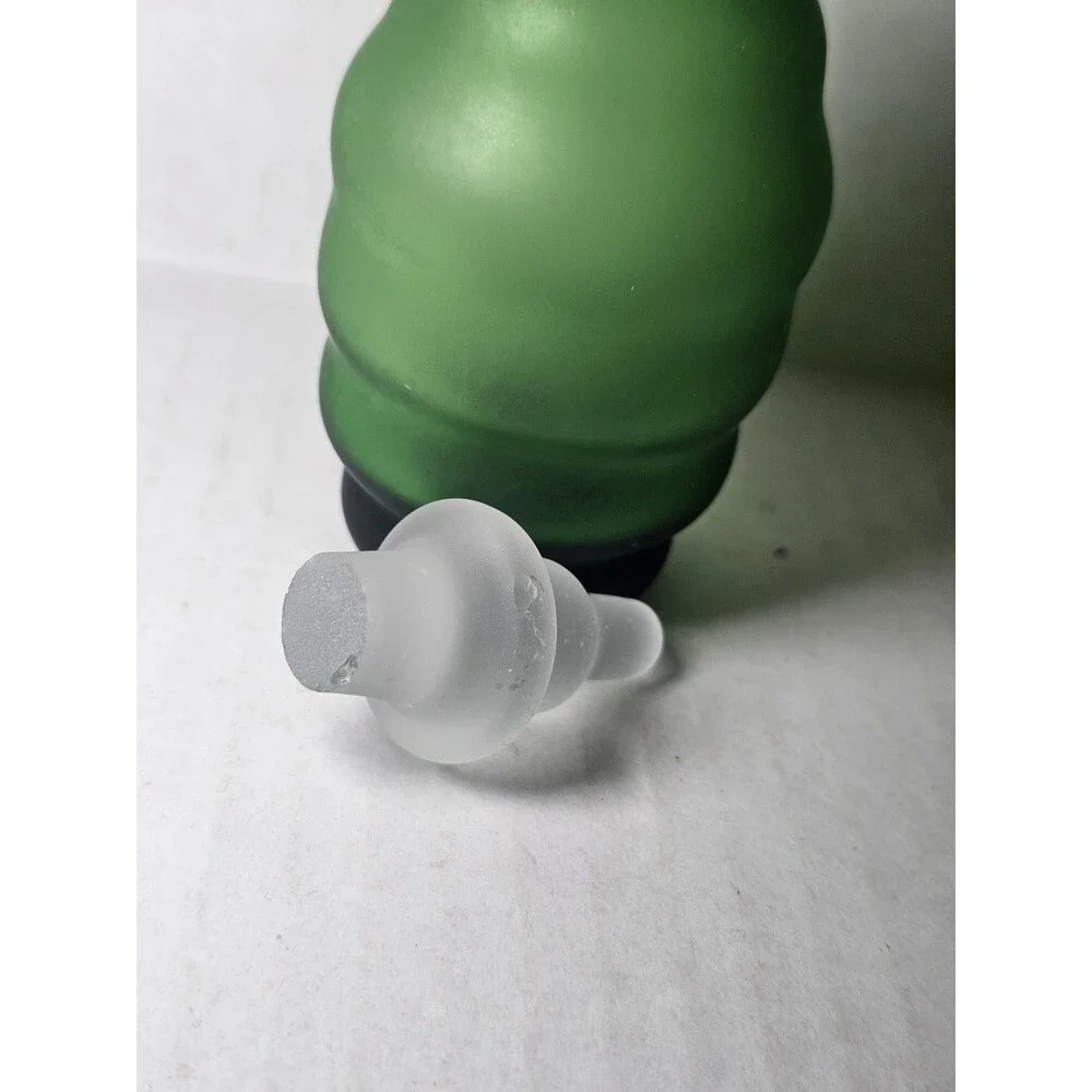 Set Of 2 Green Glass Apothecary Jars Ribbed Frosted